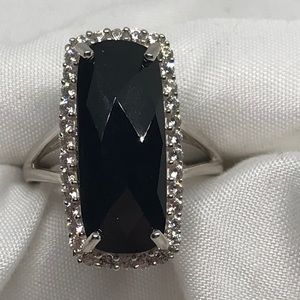 Checkerboard Cushion Black Spinel with Zircons